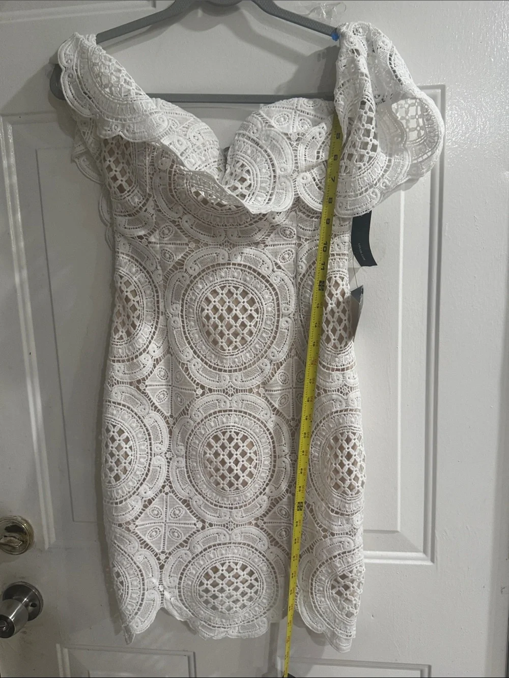 Lulu's Ivory One-Shoulder Lace Cocktail Dress - Picture 8 of 13
